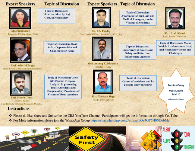 Brochure of Program by Centre of Road Safety, Sardar Patel University, Jodhpur
